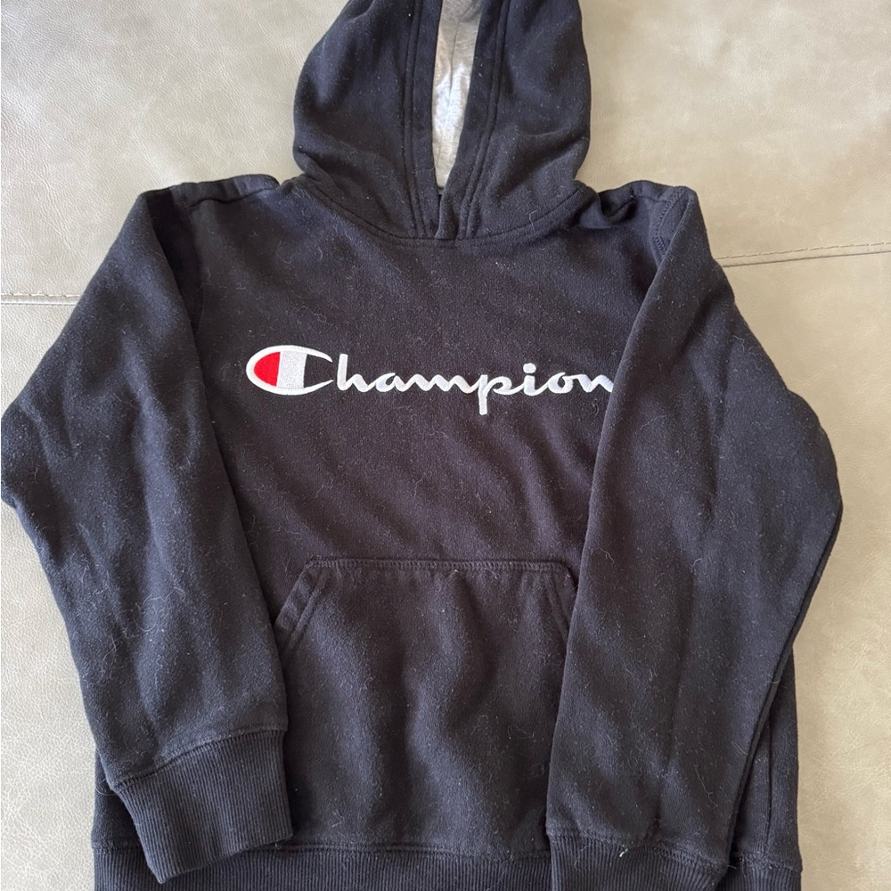 Champion Black Hoodie Sweatshirt Classic Logo